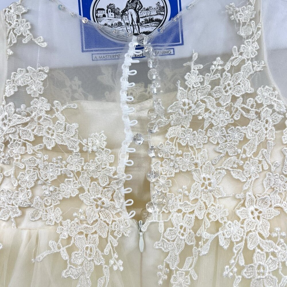 Flower Girl Lace Tulle Ivory Full Length Gown Toddler 5 - Picture 7 of 7